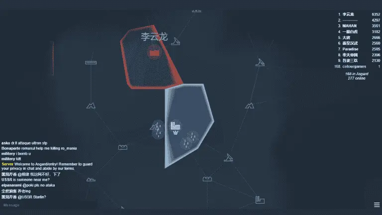 Kiomet game strategy map with towers and units